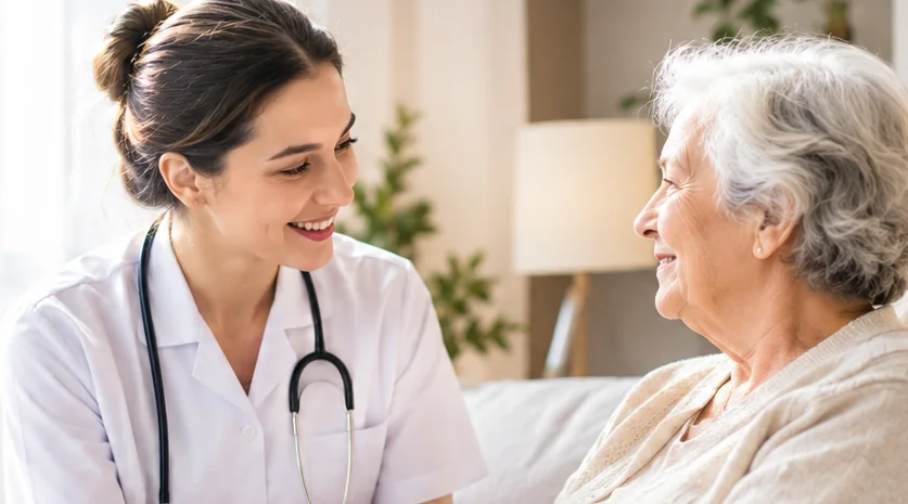 Evde doktor hizmeti için ev ortamında sağlık desteği